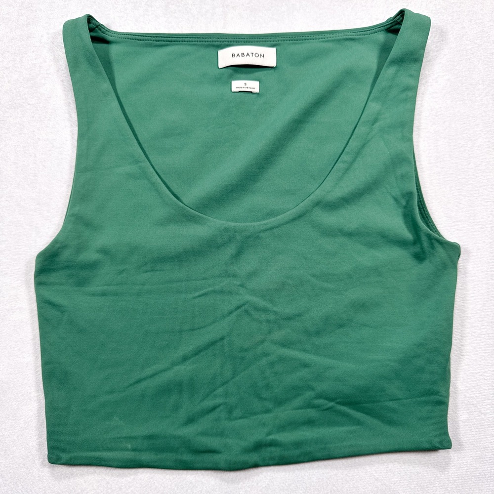 ARITZIA BABATON Women's Size S Green Sleeveless Scoop Neck Cropped Tank Top